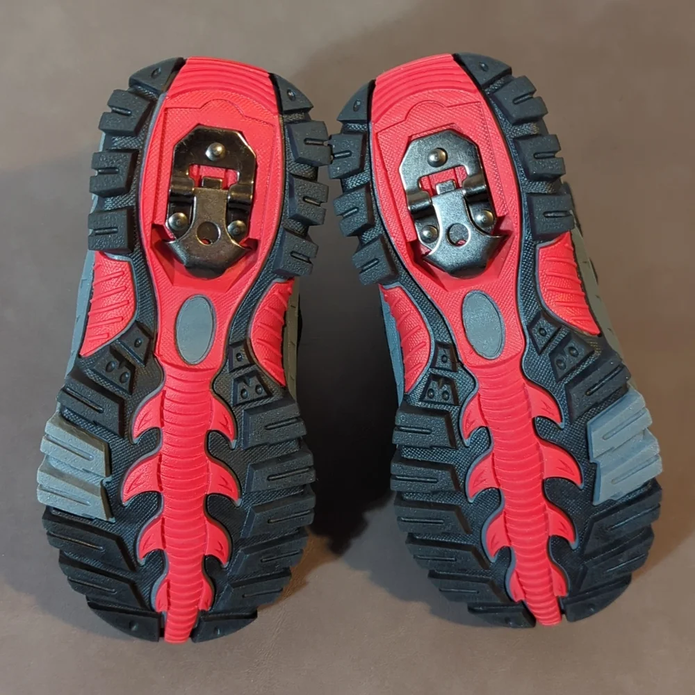 Vitike Ashion Outdoor Crampons Hiking Snow Boots Red on Black Size 9